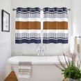 thumbnail image 3 of Modern Brown Blue Kitchen Curtains Short 45 Inch Length, Boho Contemporary Geometric Striped Grommet Top Bedroom Living Room Curtains, Light Filtering Cafe Curtain Drapes 2 Panels Set 84''x45'', 3 of 9