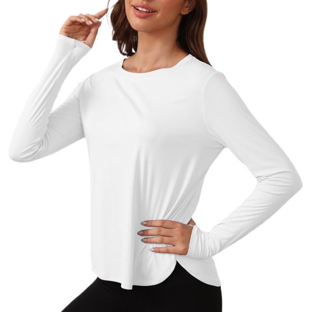 Camisetas Entrenamiento Guardia Erupción Tops Sun Women Long Manga Athletic White (XS)