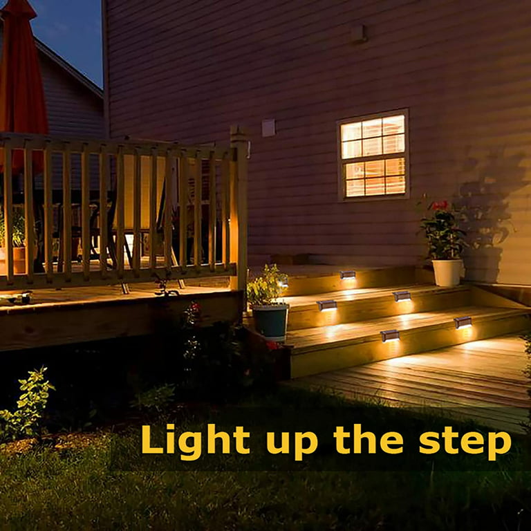 CaiFang Solar Deck Lights Outdoor, 16 Pcs Solar Step LED Waterproof Lighting for Outdoor Deck, Patio, Stair, Yard, Path and Driveway