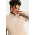 thumbnail image 4 of TIYOMI Plus Size Sweater Tops For Women Khaki Knit Long Sleeve Pullover High Neck Shirts Knitting Warm Sweaters Basic Solid Color Jumper Top Casual Fall Winter Pullover XL 14W 16W, 4 of 7