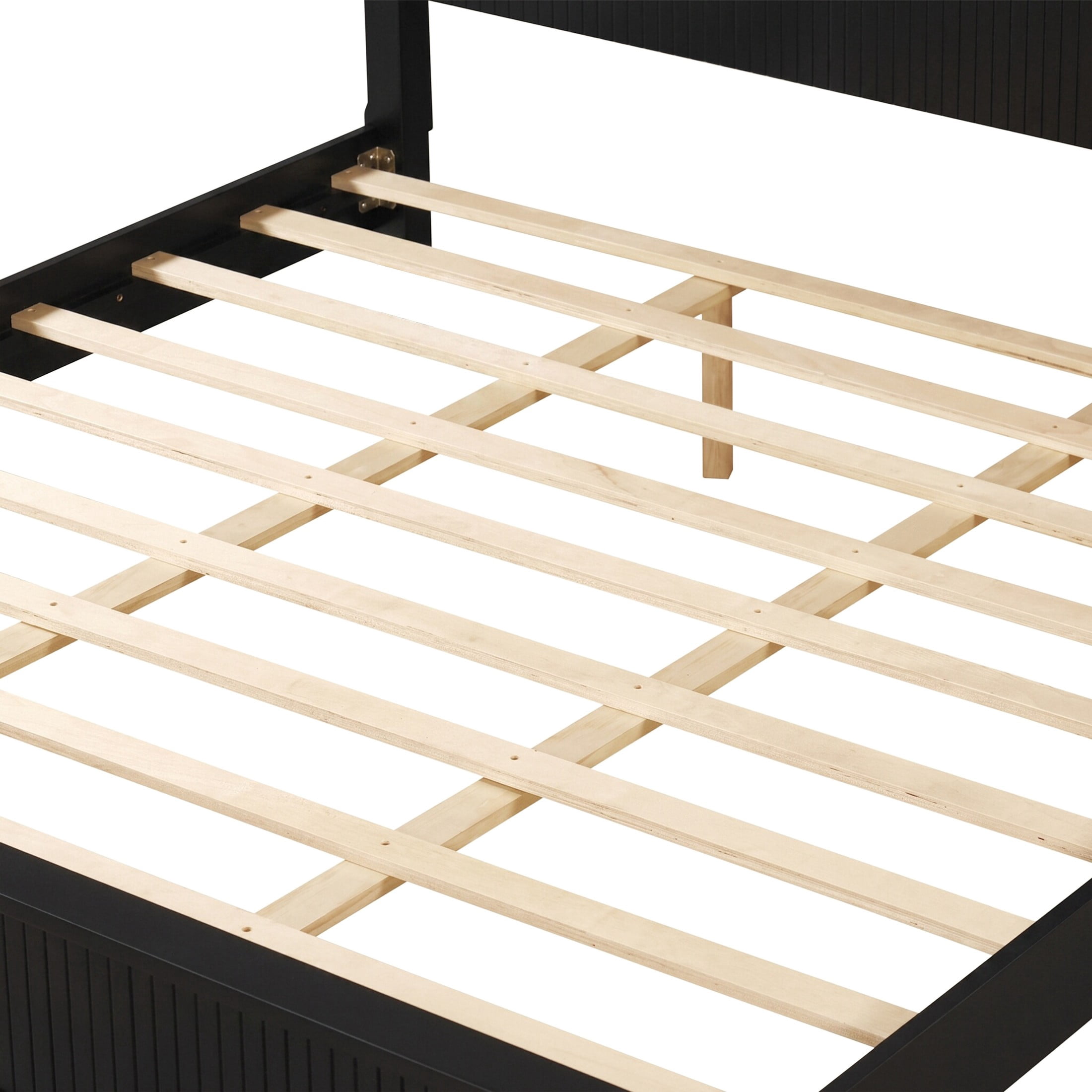 Christopher Knight Home Modern Wooden King Bed Frame with Grooved Headboard and Footboard, Black