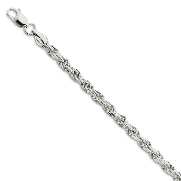 925 Sterling Silver 4.75mm Sparkle-Cut Rope Chain Ankle Bracelet 10 Inch Anklet for Women and Men