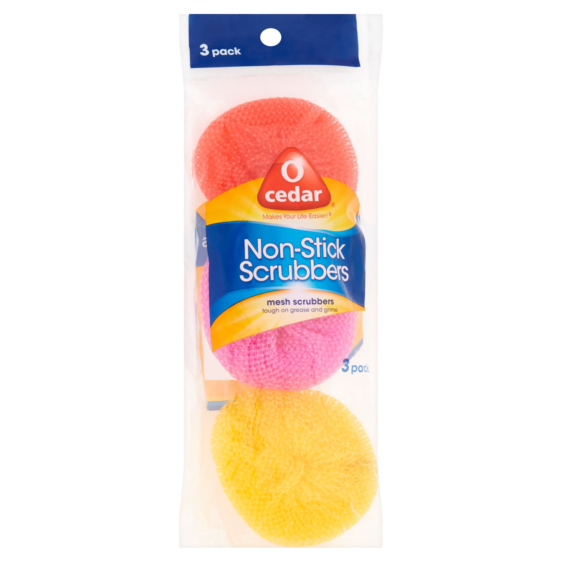 O-Cedar Non-Stick Plastic Scrubbers, All-Purpose Non-Scratch Scrubbers, 3 Ct
