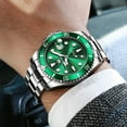 thumbnail image 6 of OLEVS Watches for Men Classic with Date Business Dress Luxury Big Face Green/Black/Blue Waterproof Luminous Mens Wrist Watch Analog Two Tone Stainless Steel Men Watch, 6 of 12