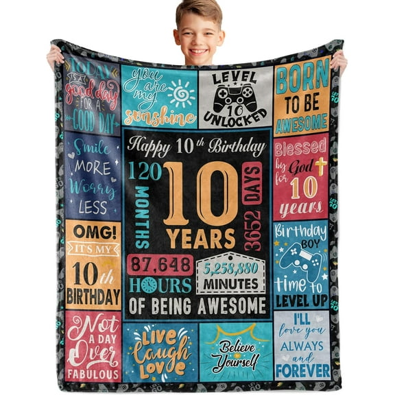 10 Year Old Boy Gift, Best Birthday Gifts for 10 Year Old Boy, 10 Year Old Boy Birthday Gifts, Boys Age 10 Gifts Ideas, 10 Yr Old Gifts for Boys, 10th Birthday Decorations for Boys Blanket 60"X 50"