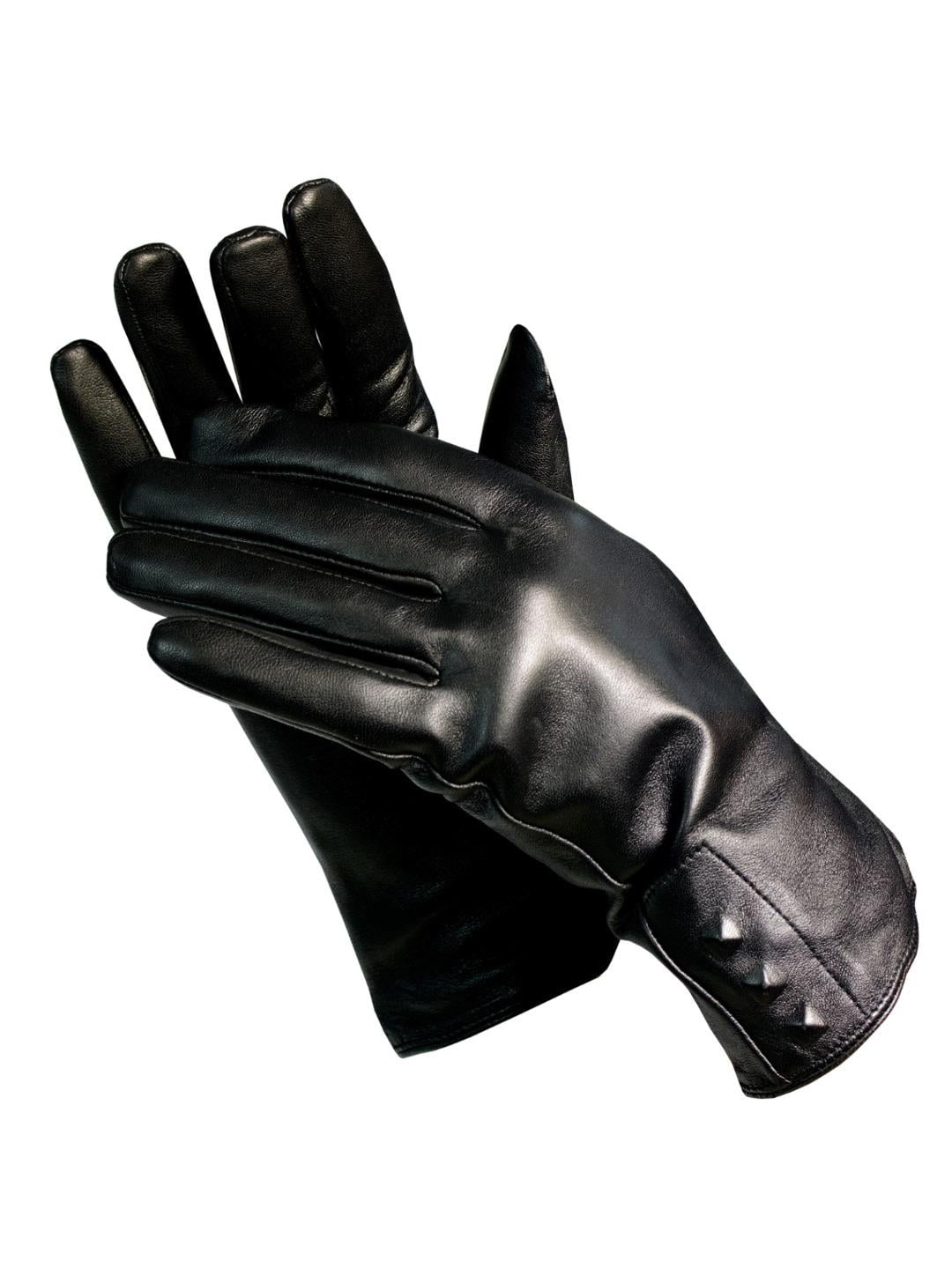 isotoner black leather gloves