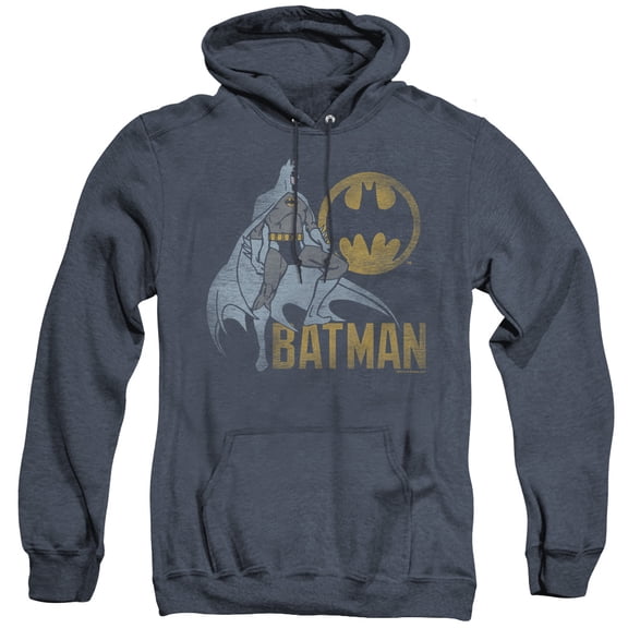 Batman Knight Watch Adult Heather Hoodie Sweatshirt Navy