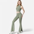 thumbnail image 3 of Active Women's High Neck Cropped Tank Top with Racerback Design - Small, Green, 3 of 6
