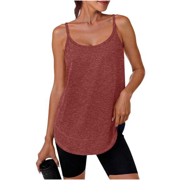 DAFPZW Women's Workout Tank Tops Spaghetti Strap Sleeveless Scoop Neck Athletic Racerback Camisole Tops Gym Yoga Summer Shirts