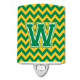 thumbnail image 1 of Carolines Treasures CJ1059-WCNL Letter W Chevron Green & Gold Ceramic Night Light, 1 of 1