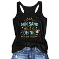 thumbnail image 4 of Wang6 Women Plus Size Loose Tank Tops Causal Sleeveless Sun Sand and a Drink in My Hand Letter Printed Cami Tops Summer Workout T Shirts Graphic Tees Black XL, 4 of 4