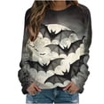 thumbnail image 4 of Uootdi Halloween Shirts for Women Plus Size Long Sleeve Tops Funny Witchy Pumpkin Ghost Graphic Gift Tees Cotton Crewneck Blouse s, 4 of 5