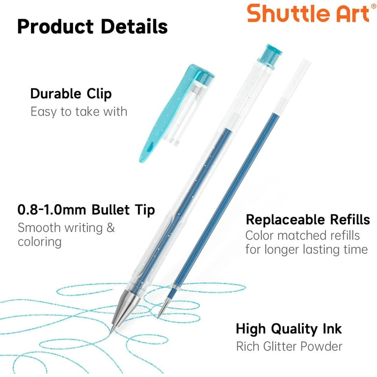 Shuttle Art Glitter Gel Pens, 40 Colors with Refills photo 4