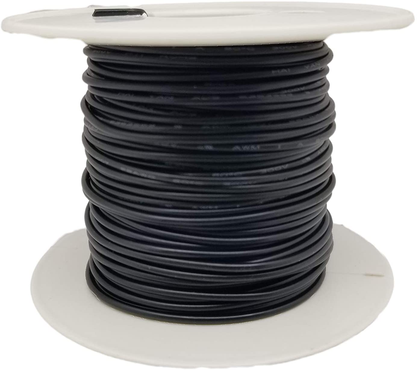 100ft 22ga Solid Copper Wire UL1007 Rated Black PVC Insulated TINNED Hook-Up Primary Wiring on Plastic Spool