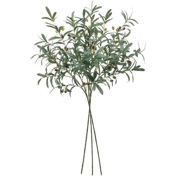 shiyou-3 PCS Large Artificial Olive Branches for Vases Fake Olive Leaf Stems with Olives 39" Tall Greenery Olive Tree Branch Plant for Home Wedding