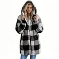 thumbnail image 6 of Dwralegc Jackets for Women Fuzzy Fleece Zip Up Jackets Hooded Winter Coat Casual Warm Christmas Cardigan Sherpa Lined Plaid Jacket with Hood Clearance Gray S, 6 of 8