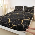 thumbnail image 3 of Manfei Marble Watercolor 4pcs Bed Sheets,Tie Dye King Sheets,Gold Metallic Super Cozy Sheet Set,Lightweight Marbling Room Decoration, 3 of 7