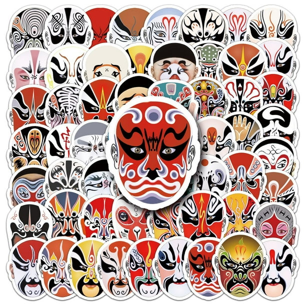 Paquete de pegatinas con tema de la ópera china de Pekín, 60 unidades