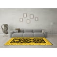 thumbnail image 3 of Ahgly Company Machine Washable Indoor Square Persian Yellow Traditional Area Rugs, 4' Square, 3 of 4