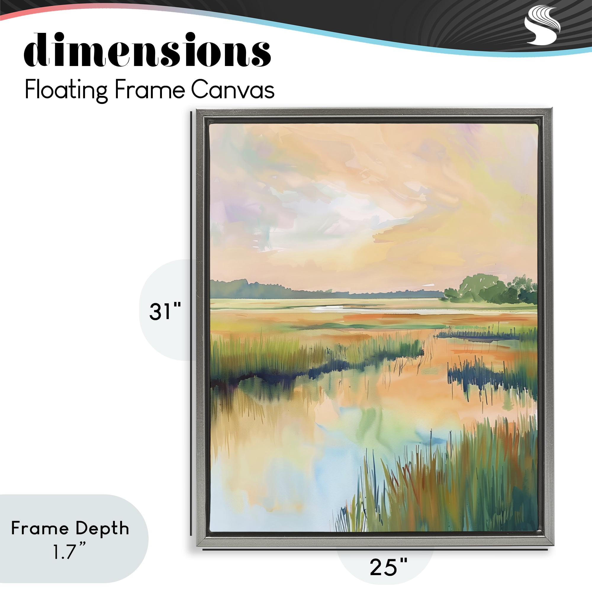Stupell Industries Marsh Sunset over Tranquil Stream Gray Framed Floater Canvas Wall Art, design by LSR Design Studio