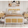 thumbnail image 1 of Rattan Bed Frame with Headboard, 4 Storage Drawers, Metal Slats, 1 of 7