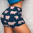 thumbnail image 4 of Rateoe Pig 1 Printed Power Workout Shorts for Women Tummy Control Squat Proof Ribbed Thick Seamless Scrunch Active Short-Small, 4 of 8
