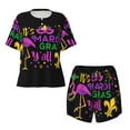 thumbnail image 4 of Lsque Mardi Gras with Flamingo Women's Short-Sleeved Pajama Set - 2 Piece Soft and Lightweight Sleepwear Set-4X-Large, 4 of 9