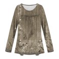 thumbnail image 6 of QUNYINEY Casual Womens T Shirts Crew Neck Long Sleeve Floral Gray Tops Drop Shoulder Loose Pullover Pleated T-Shirts Tops for Women, 6 of 6