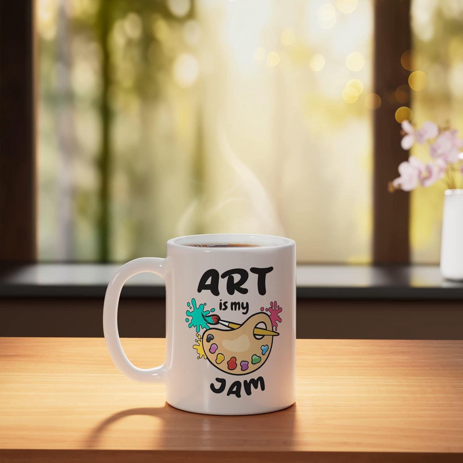 JJEAN-Art Is My Jam Brush Painter Paint Palette for Artists Ceramic Mug, White