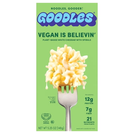 Goodles Vegan Mac & Cheese - Vegan Is Believin' - 12 Pack of 5.25 Oz Boxes