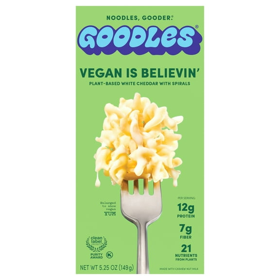 Goodles Vegan Mac & Cheese - Vegan Is Believin' - 12 Pack of 5.25 Oz Boxes