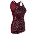 thumbnail image 4 of PrettyGuide Women Shimmer Glam Sequin Embellished Sparkle Tank Top Vest Tops XL Burgundy, 4 of 7