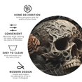 thumbnail image 3 of Picia Vintage Pattern Flower Skull Printed Leather Coasters for Drinks, 4" Drink Coasters Set of 4 for Tabletop Protection, Handmade Luxurious Home Décor and Housewarming Gift -Round Shape, 3 of 6