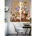 thumbnail image 4 of Easter Bunny Sheer Curtains 72 Inch Length 2 Panels Set Window Treatments, Brown Eggs Flowers Rabbits Vintage Dots Plaid Rod Pocket Semi Curtains for Living Room/Bedroom/Kitchen Décor, 104"W x 72"L, 4 of 7