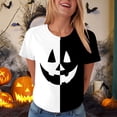 thumbnail image 2 of Landzoo Halloween Women'S Shirts Colorblock Short Sleeve Round Neck T-Shirt Party Loose Fit Women Tops Size L White, 2 of 7