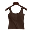 thumbnail image 3 of ZGRBOU Womens Built in Bra Tank Tops Cotton Sleeveless Button Henley Shirts Summer Casual Round Neck Slim Fit Basic Crop Cami, 3 of 4