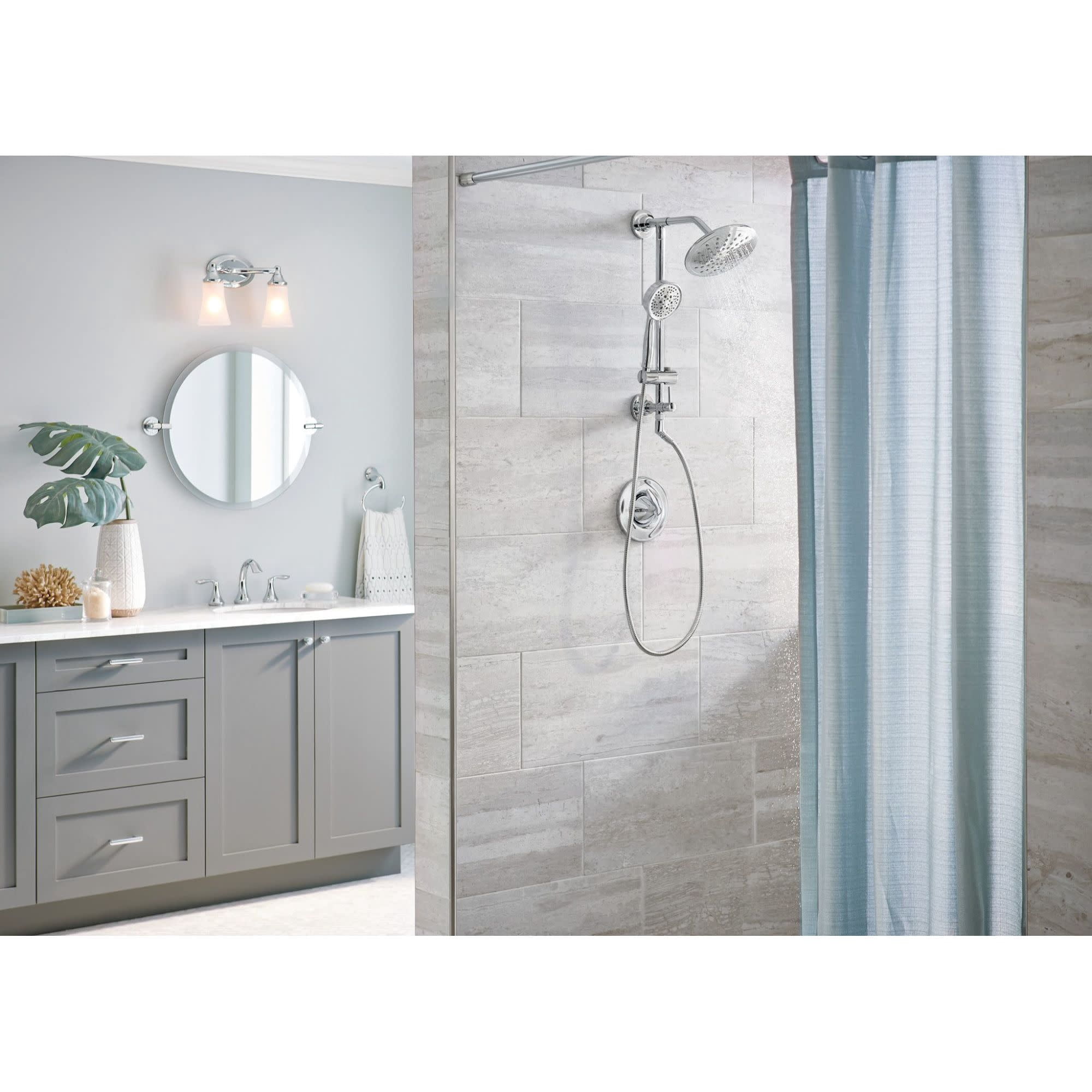 Moen Eva Brushed Nickel Two-Handle High Arc Widespread Bathroom Sink Faucet for 3-Hole Setups with Valve Included, TV6420BN