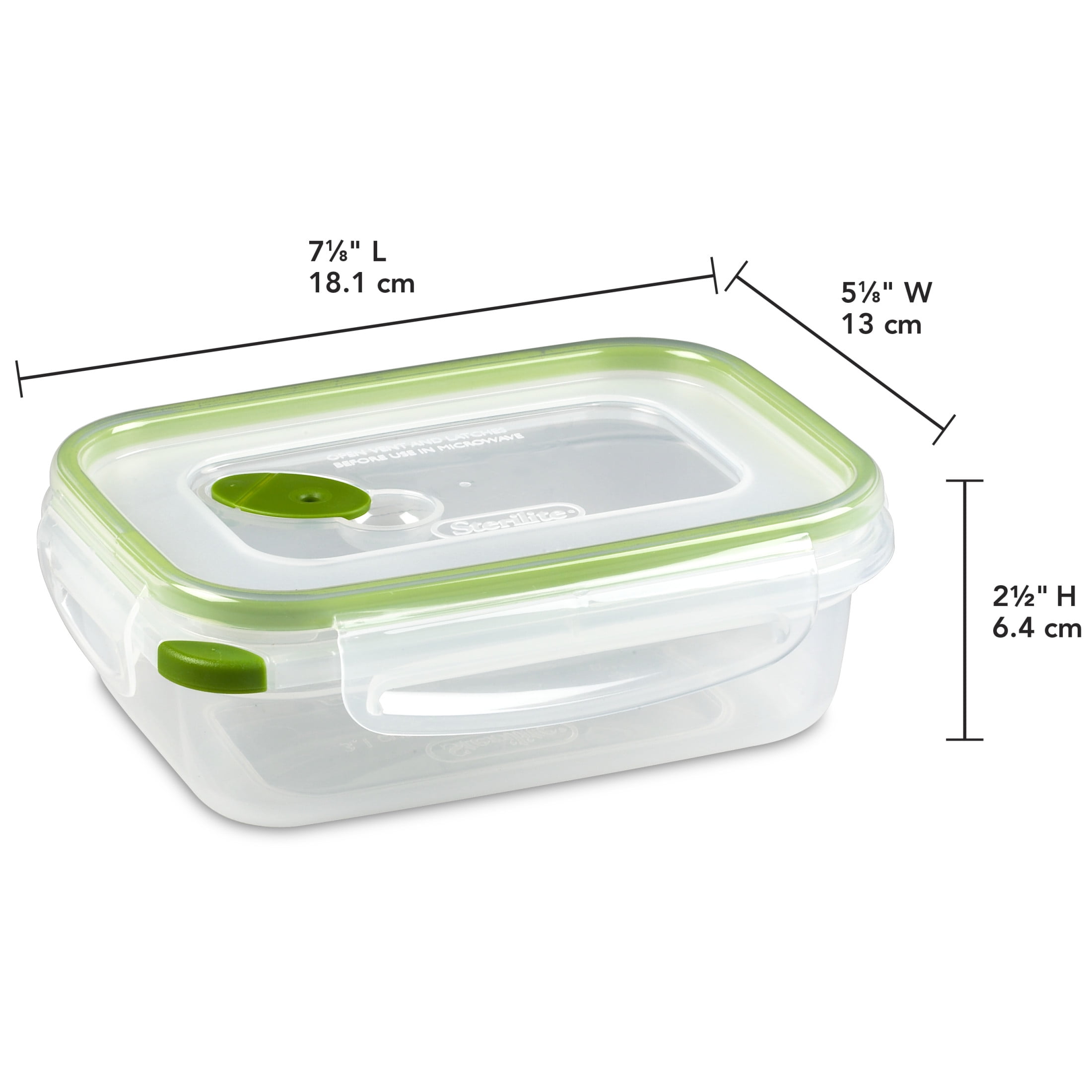 Sterilite Ultra•Seal™ 3.1 Cup Rectangle, Latching Food Storage Container, Airtight Watertight Seal, Green, 6 Count