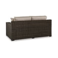 thumbnail image 4 of Waga 71 Inch Outdoor Loveseat- 2 Throw Pillows- Brown Resin Wicker- Beige, 4 of 8