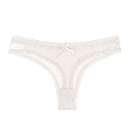 (2-Pack) Puawkoer Autumny Mid-Rise Lace for Women Wench Solid Padded Seamless Trendy Womeny Sleepwear Underwear Panties Womeny Set Two