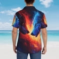 thumbnail image 3 of Lsque Red And Blue Fire Wolf pattern Hawaiian Shirt for Men, Unisex Summer Beach Casual Short Sleeve Button Down Shirts-Small, 3 of 9