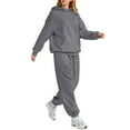 thumbnail image 3 of Nokdvo Women Lounge Sets 2 Piece Outfits Long Sleeve Hoodie Sweatsuit Set Hooded Sweatshirts Plus Sweatpant Winter Jogger Tracksuits Dark Gray XL, 3 of 4