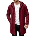thumbnail image 6 of Men's Winter Pockets Coat Solid Color Hooded Coats Long Sleeve Jacket Outwear for Man, 6 of 8