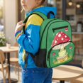 thumbnail image 3 of Jeiento Frog Preschool Backpack for Toddler Boys 3-5, Mushroom 13.5 Inch Kids School Bag, Lightweight Bookbag with 2 Front Zipper Pockets, Green, 3 of 7