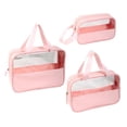 thumbnail image 4 of Bolsa de maquillaje para mujer 3 uds bolsa de cosméticos transparentes para artículos de tocador Rosa, 4 of 8