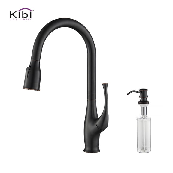 Kibi Cedar Single Handle Pull Down Kitchen Sink Faucet with Soap Dispenser