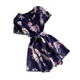thumbnail image 3 of Mono corto para mujer, estampado floral, cuello en V, cintura alta, mameluco informal, pantalones con cordones Advancent AP001215-04B, 3 of 7