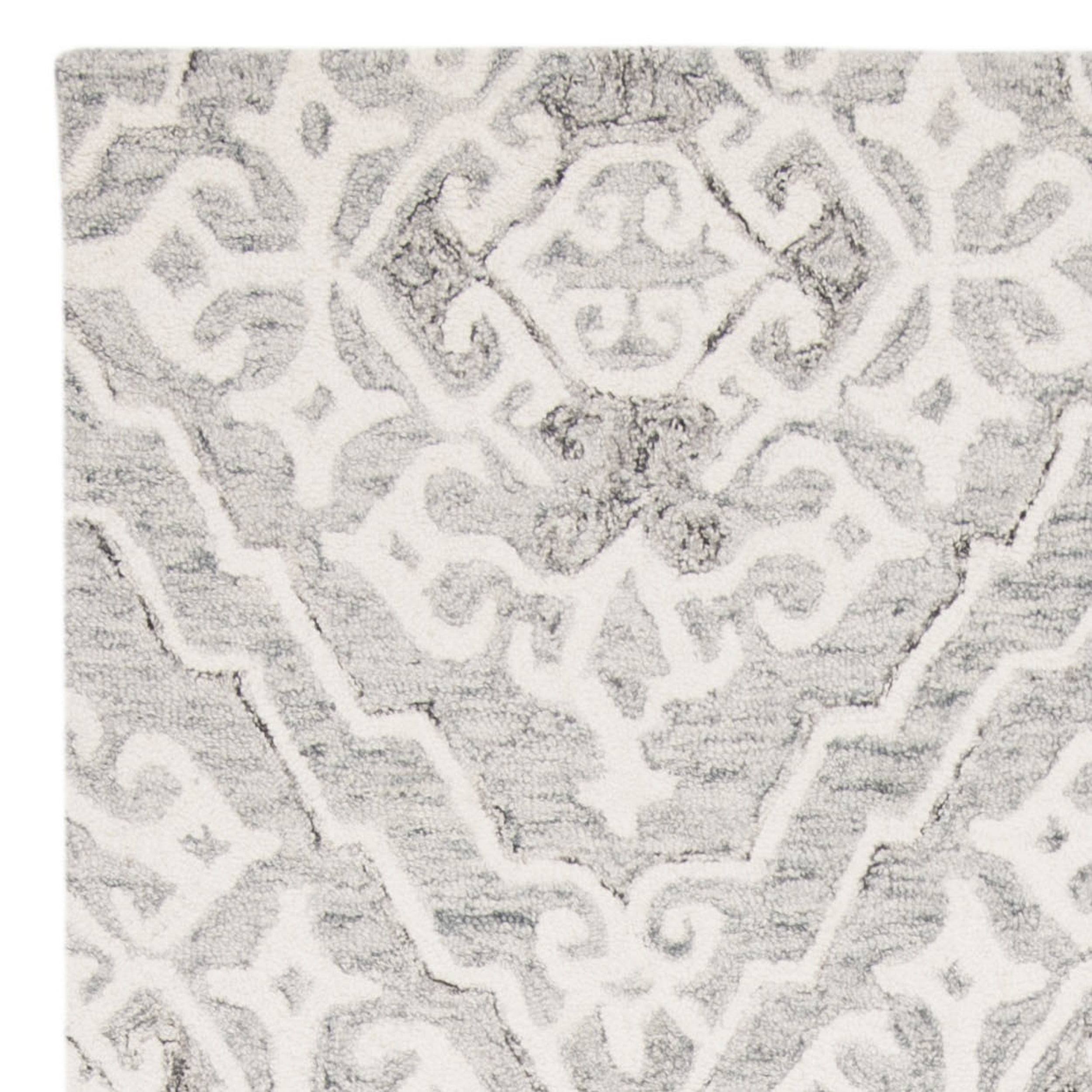 SAFAVIEH Micro-Loop Constantina Geometric Wool Area Rug, Grey/Ivory, 5' x 8'