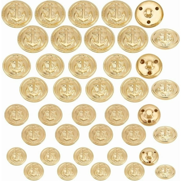 40 Pcs 4 Sizes 3-Hole Brass Buttons 15mm 18mm 23mm 25mm Metal Gold Blazer Buttons Set