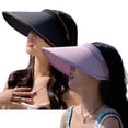 thumbnail image 1 of 2 piezas de sombreros con visera para el sol, sombreros con visera de ala ancha, gorras de playa de verano con ala grande ajustables para mujer, 1 of 7